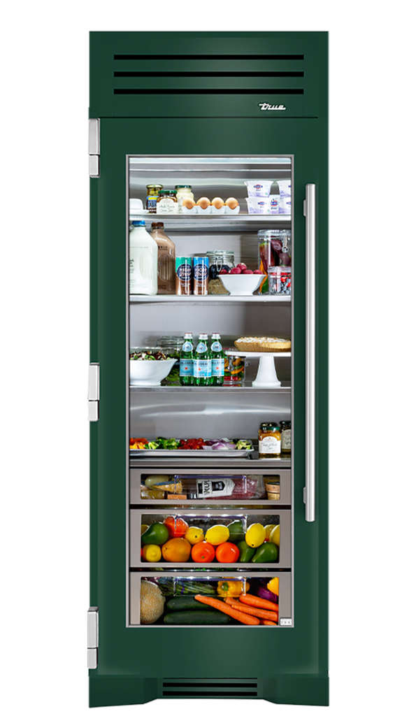 30" Glass Door Refrigerator Column in Emerald