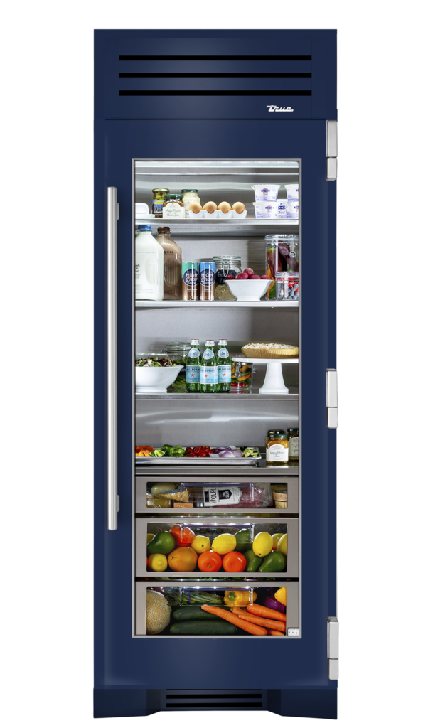 30" Glass Door Refrigerator Column in Cobalt