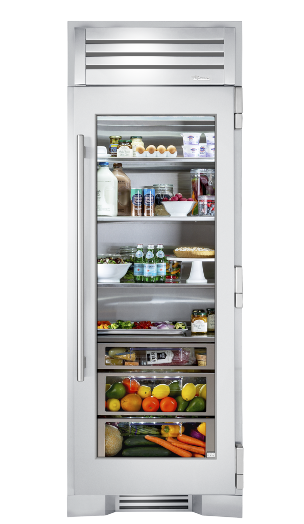 30" Glass Door Refrigerator Column in Stainless