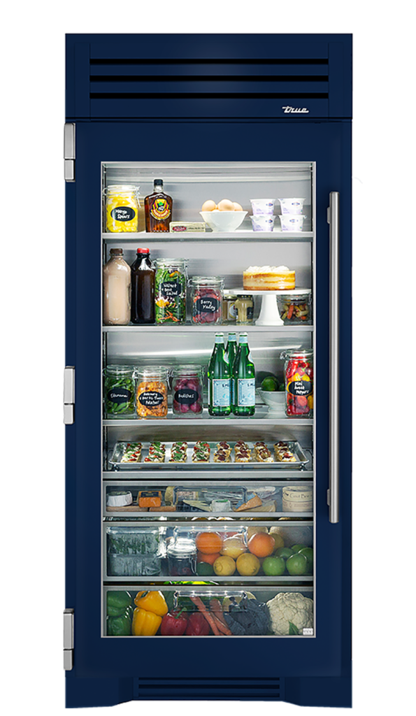 36" Glass Door Refrigerator Column in Cobalt