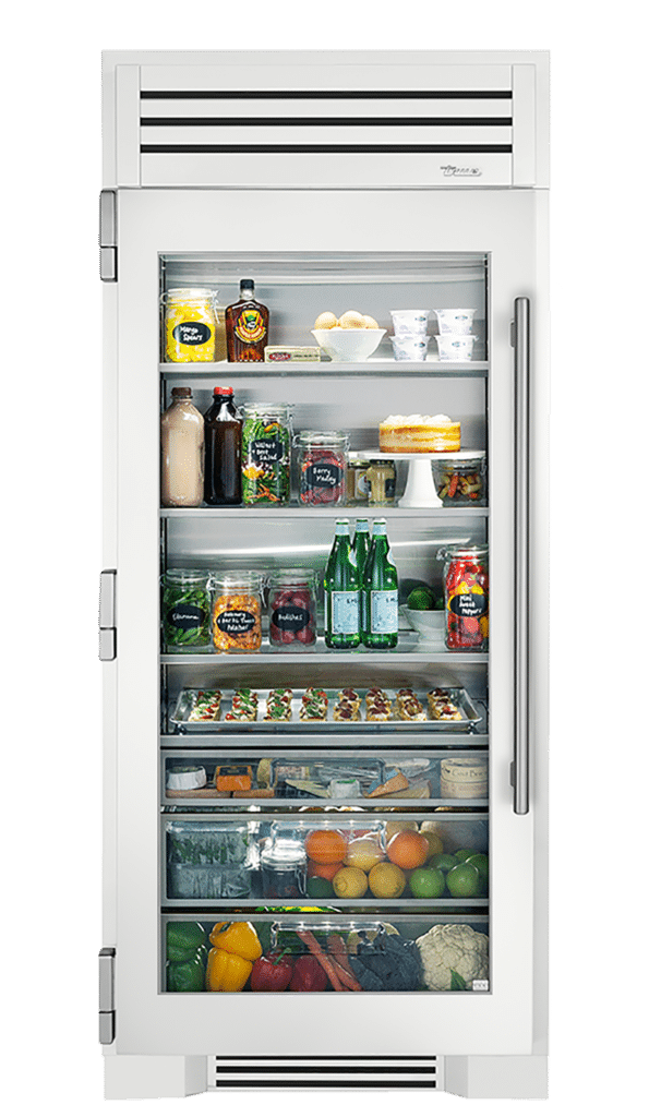 36" Glass Door Refrigerator Column in Matte White