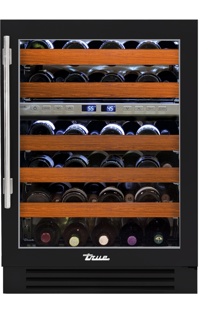 24" dual zone undercounter wine cabinet in matte black