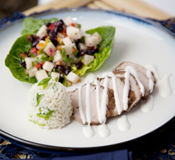 Pork tenderloin with jicama salsa