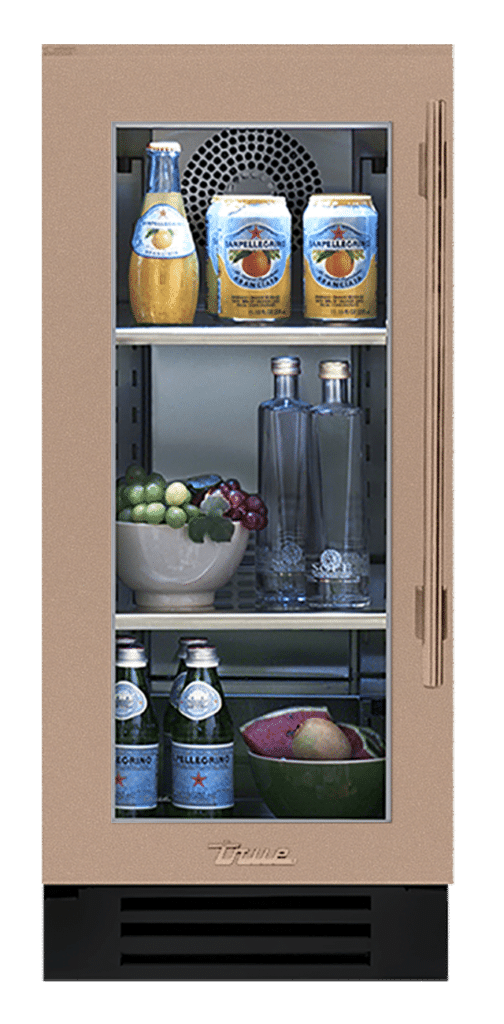 15 Inch - Undercounter - Stainless Glass Door - LEFT Hinges - Champagne Color Swatch